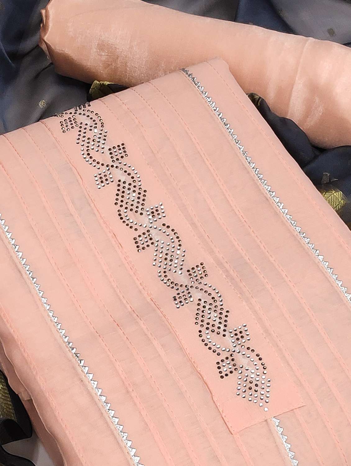 women solid with work unstitched suit set - 22397108 -  Standard Image - 1