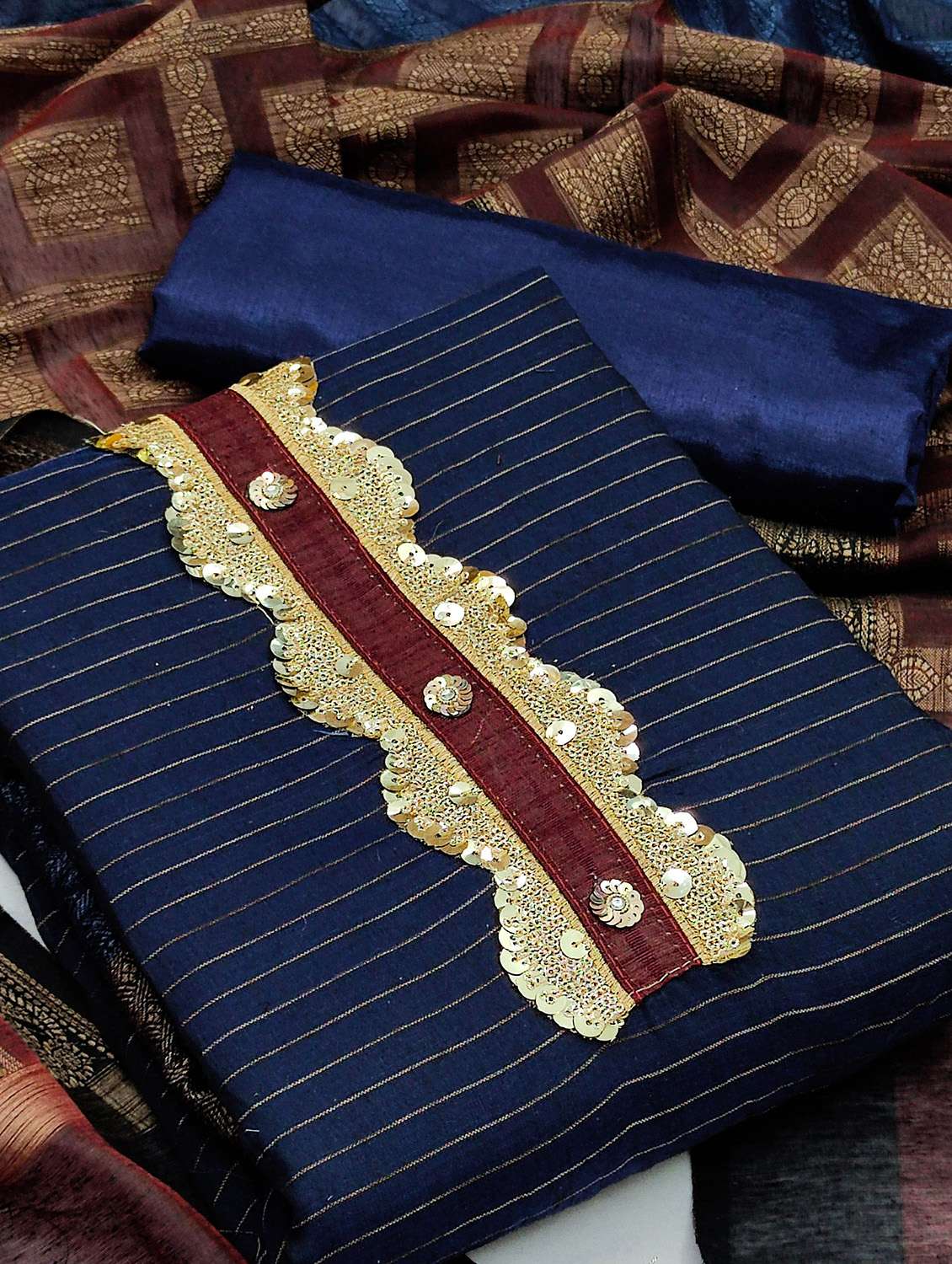 women striped unstitched suit set - 22397125 -  Standard Image - 1