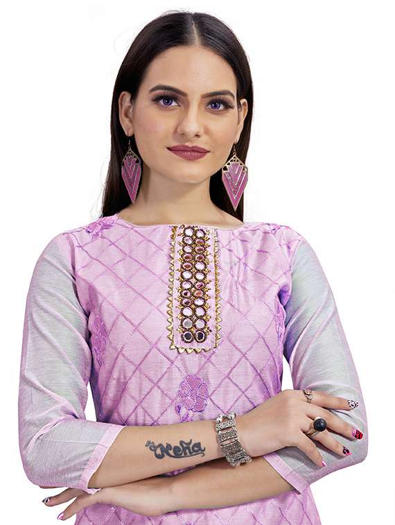 women solid with work unstitched suit set - 22397141 -  Standard Image - 1