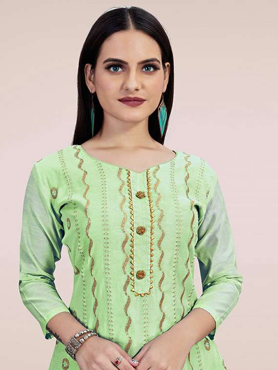 women solid with work unstitched suit set - 22397150 -  Standard Image - 1