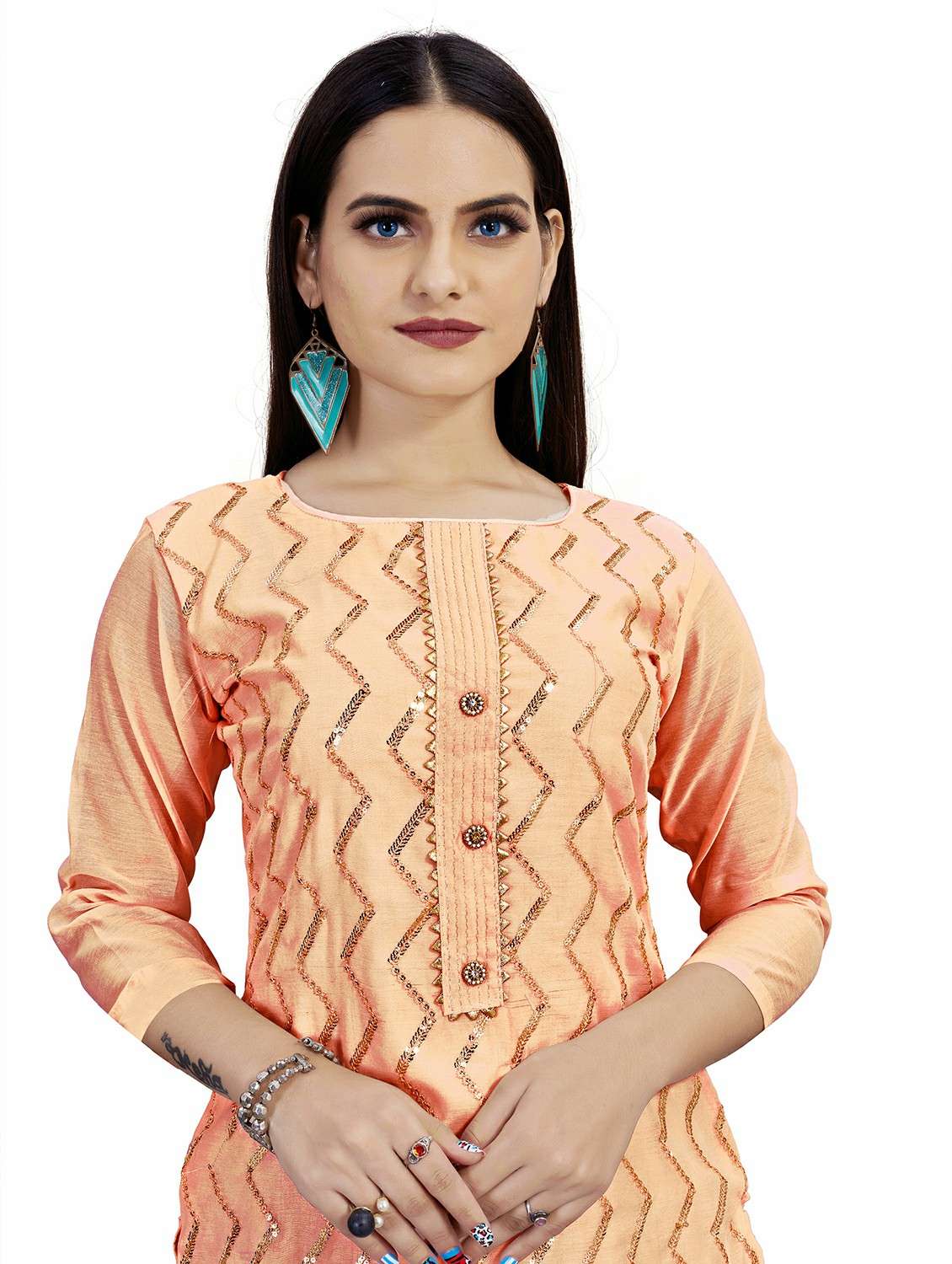 women solid with work unstitched suit set - 22397151 -  Standard Image - 1