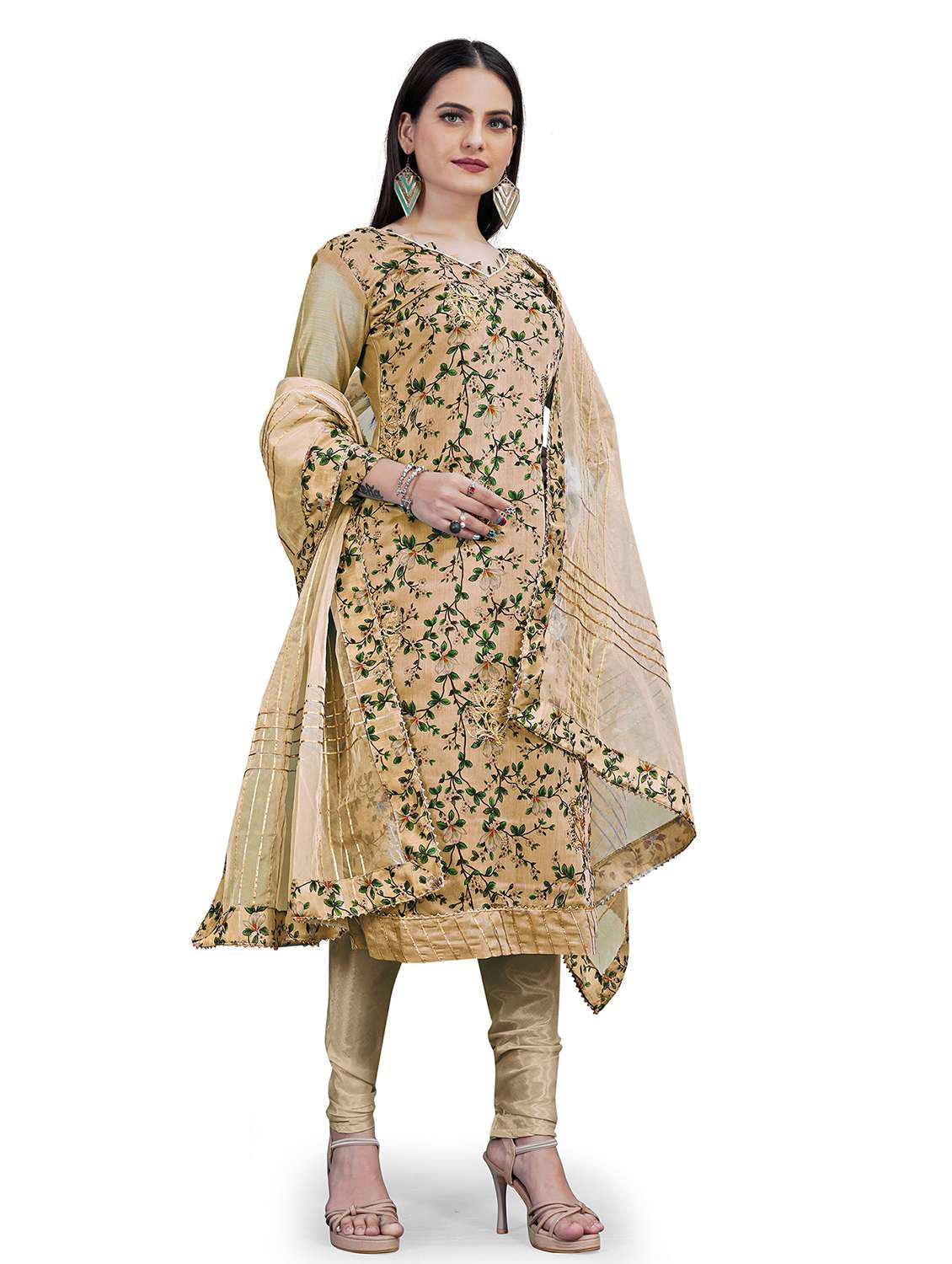 women floral printed unstitched suit set - 22397170 -  Standard Image - 4