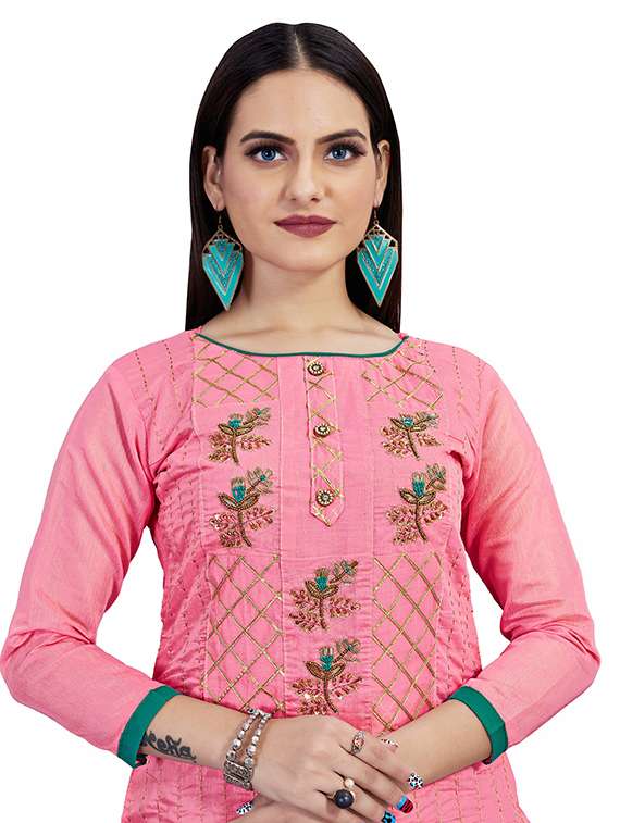women solid with work unstitched suit set - 22397183 -  Standard Image - 1