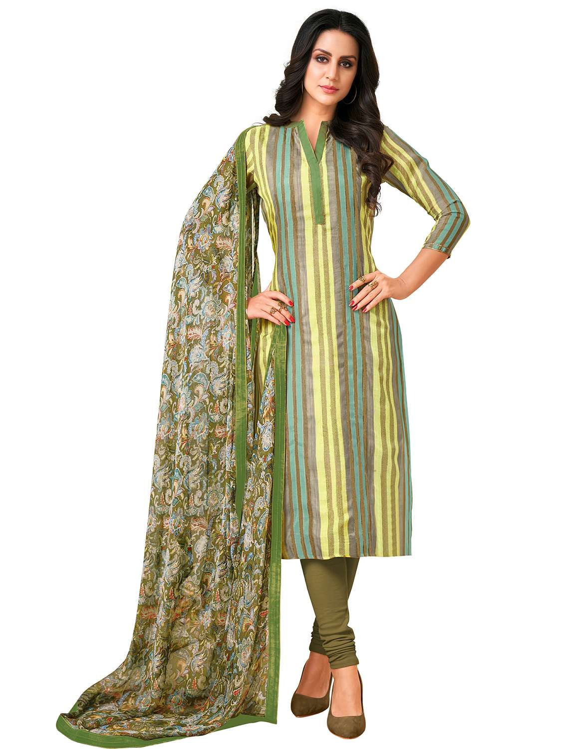 women striped unstitched suit set