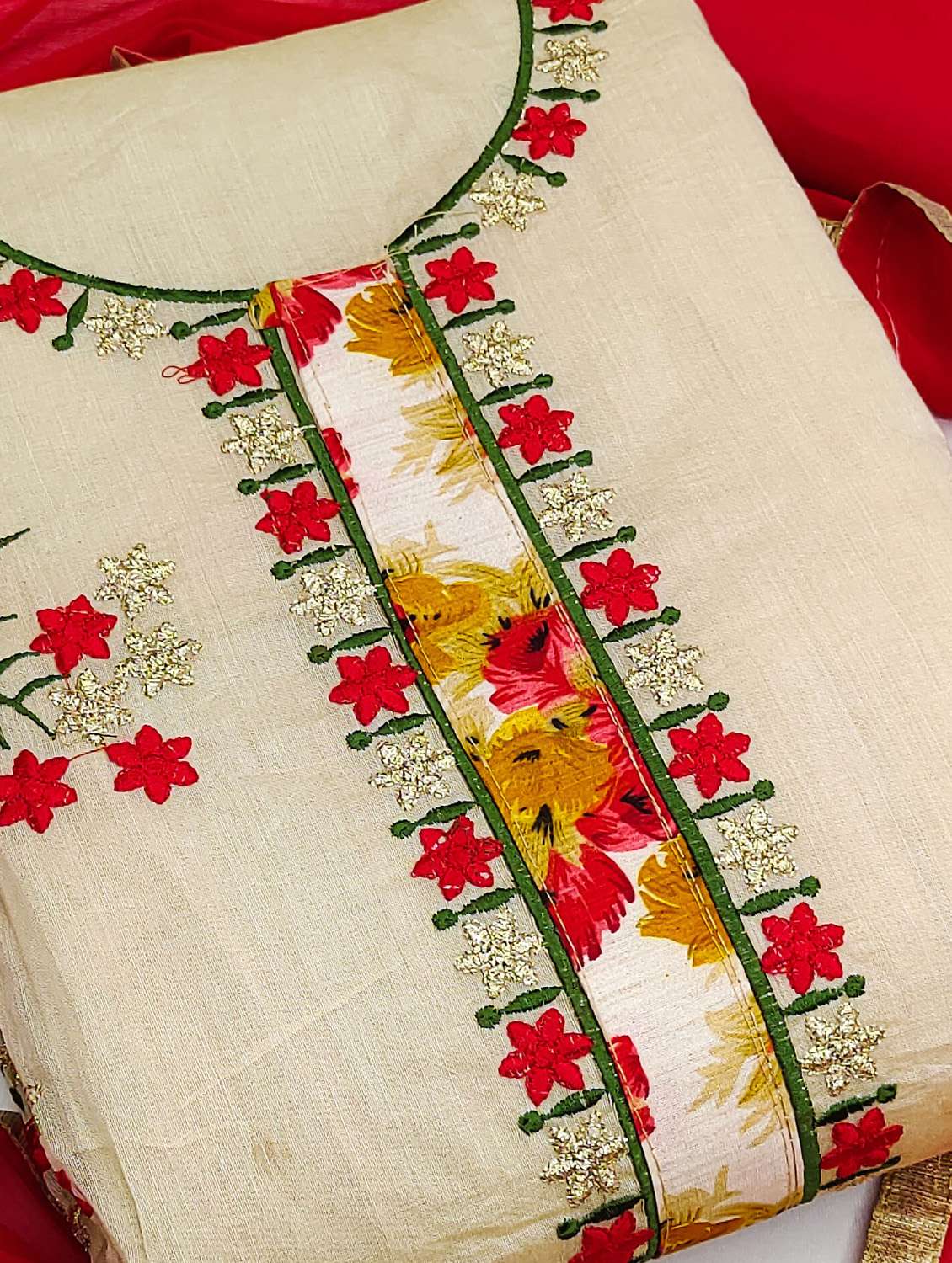 women solid with work unstitched suit set - 22397206 -  Standard Image - 1