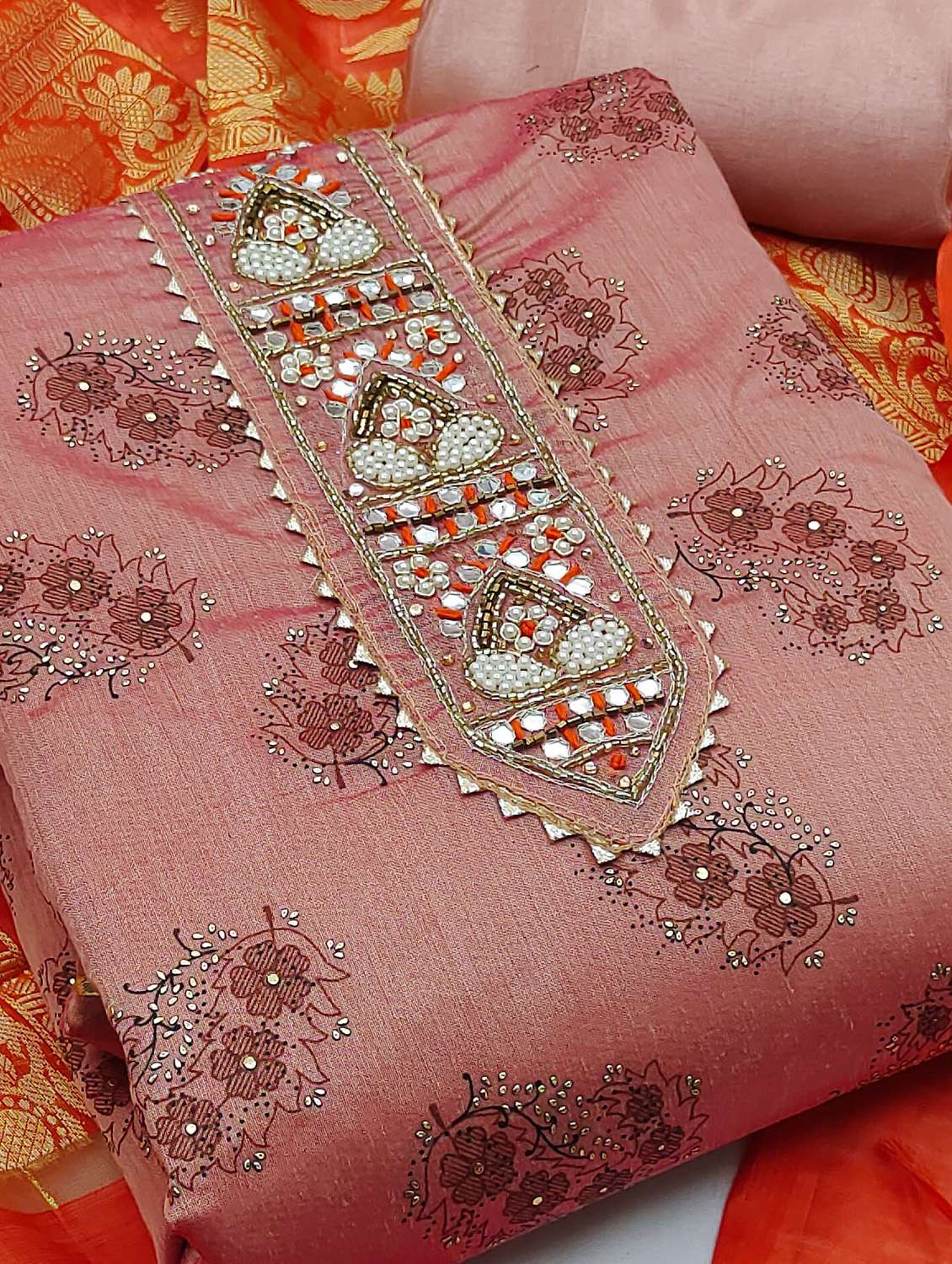 women solid with work unstitched suit set - 22397226 -  Standard Image - 1