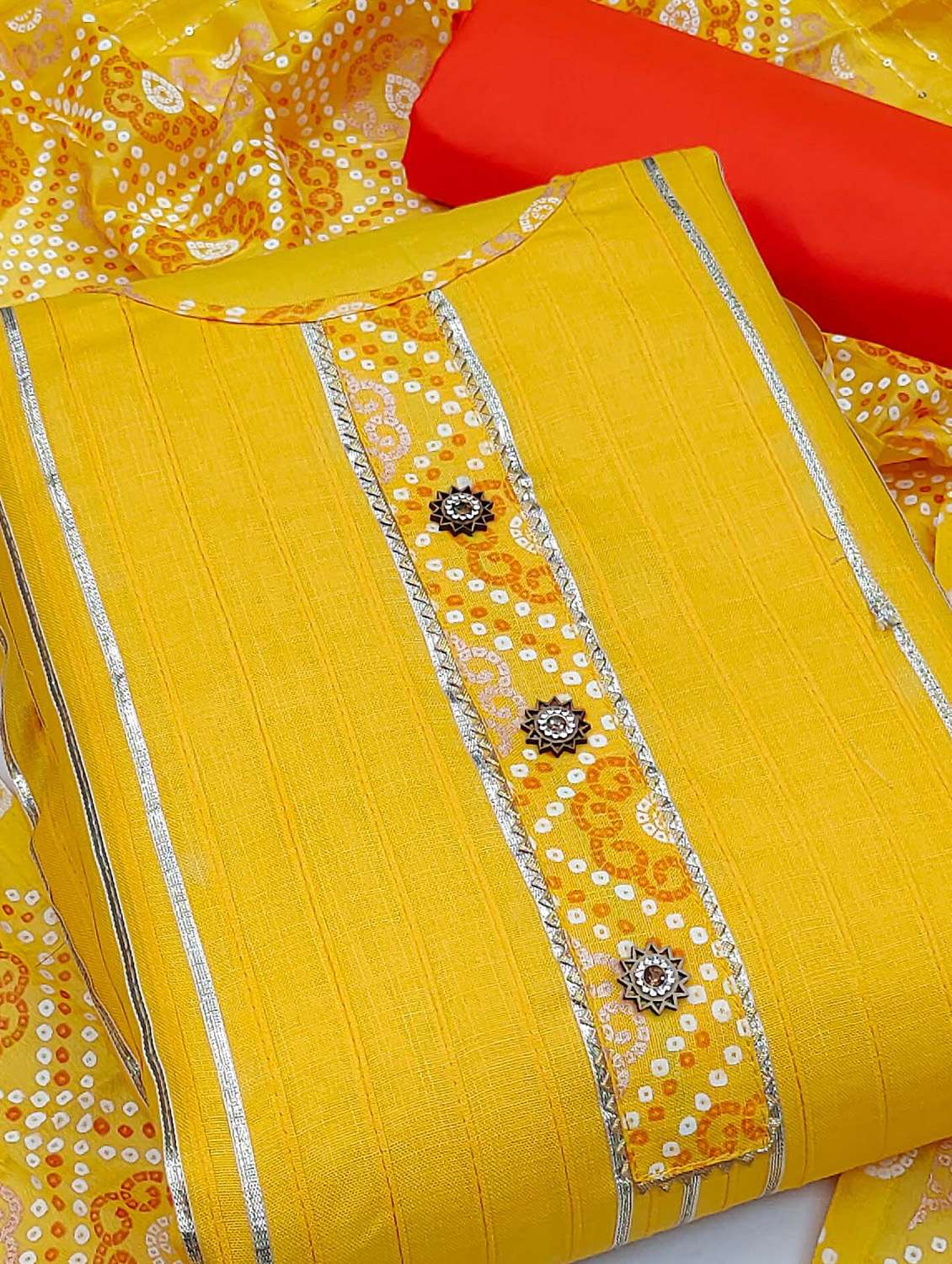 women solid with work unstitched suit set - 22397230 -  Standard Image - 1