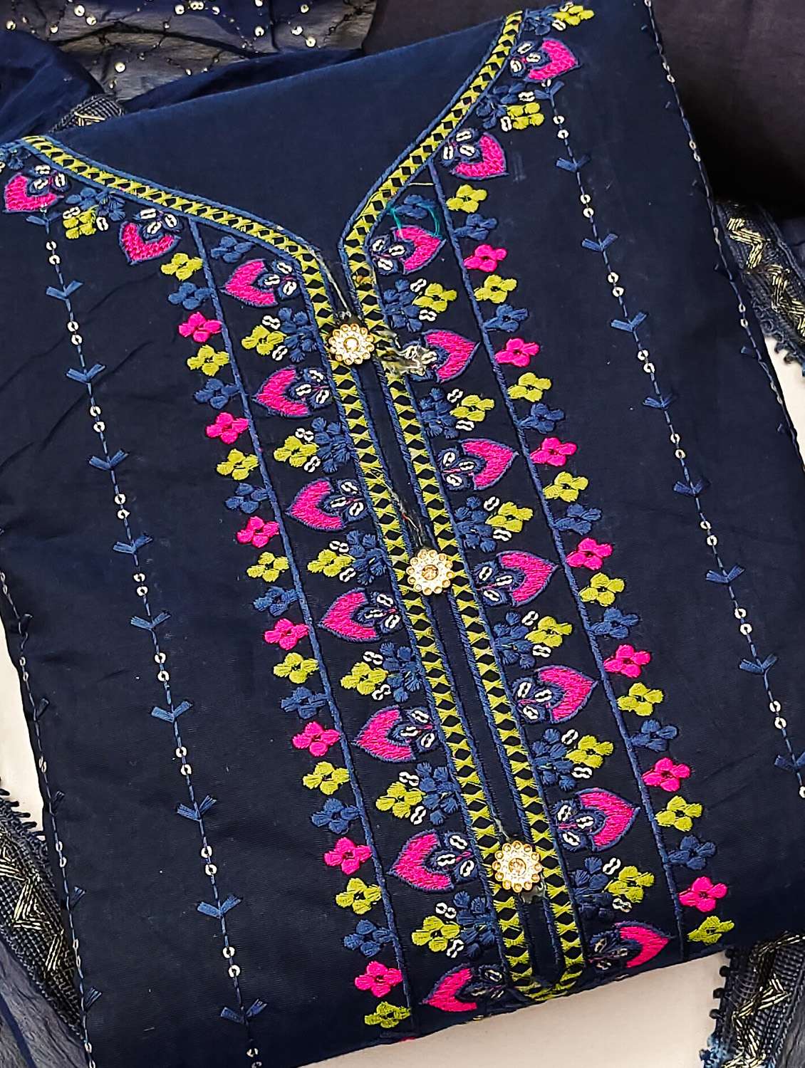 women solid with work unstitched suit set - 22397264 -  Standard Image - 1