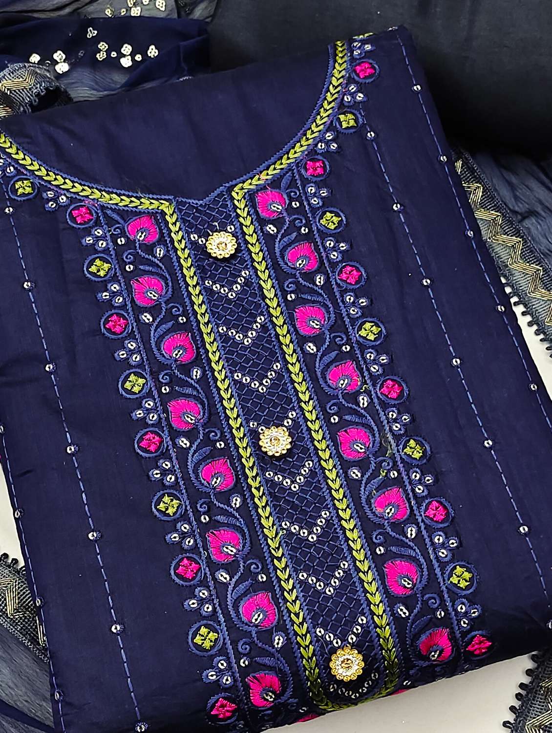 women solid with work unstitched suit set - 22397265 -  Standard Image - 1