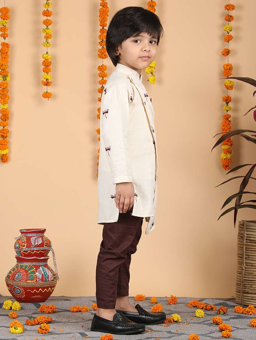 boys printed long sleeve kurta set - 22397338 -  Standard Image - 1