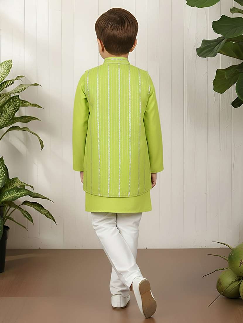 boys self designed kurta and pyjama set with jacket - 22397351 -  Standard Image - 4