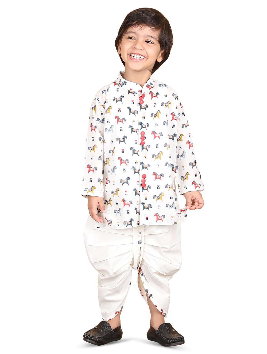 boys printed long sleeve kurta and dhoti set - 22397353 -  Standard Image - 1