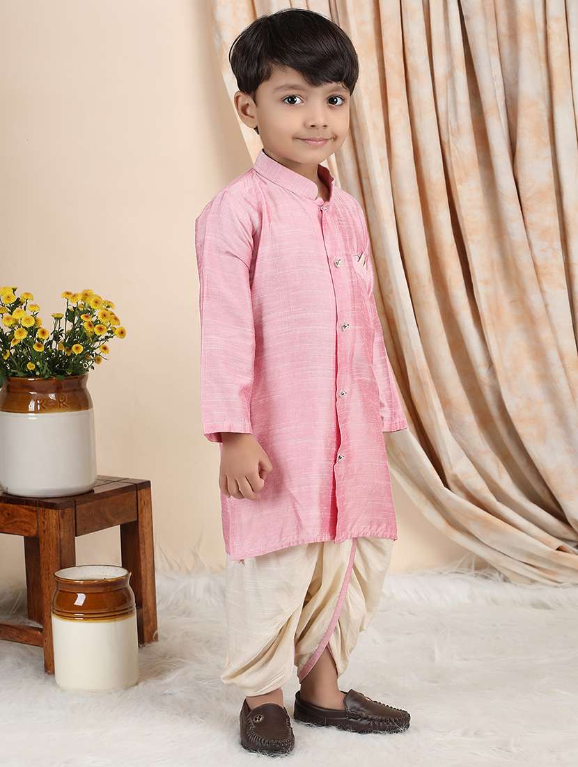 boys solid long sleeve kurta and dhoti set - 22397358 -  Standard Image - 1