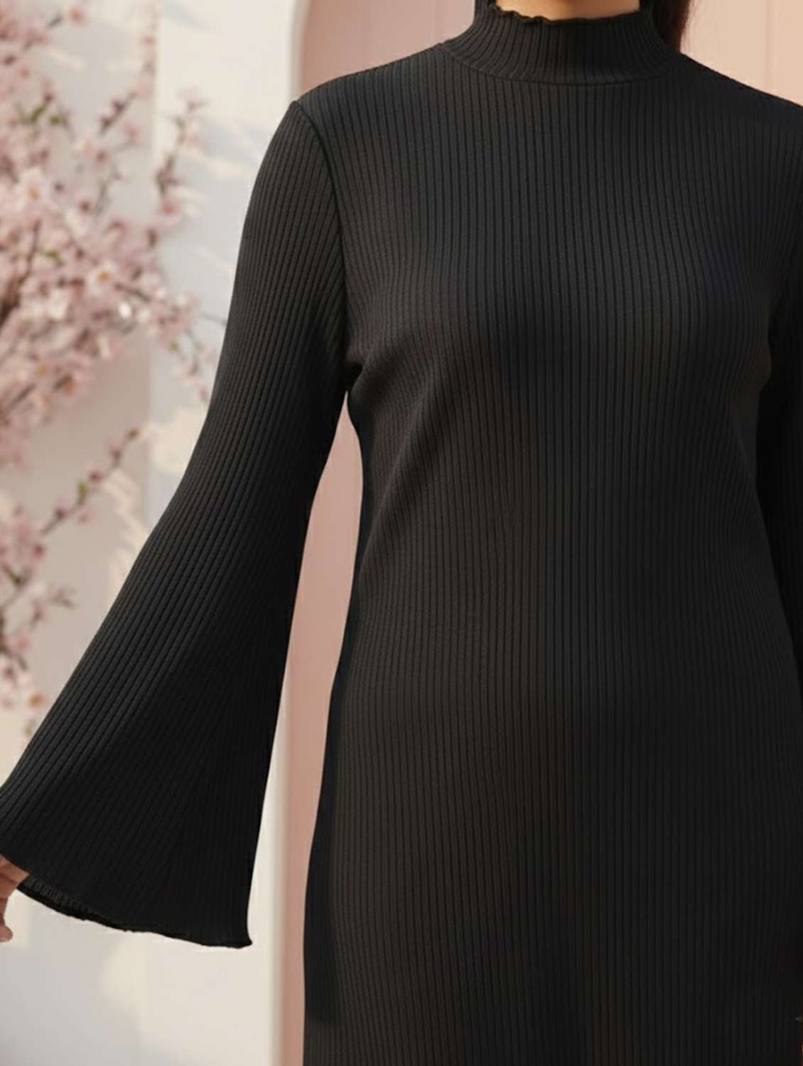 women solid bell sleeve bodycon dress - 22397372 -  Standard Image - 1