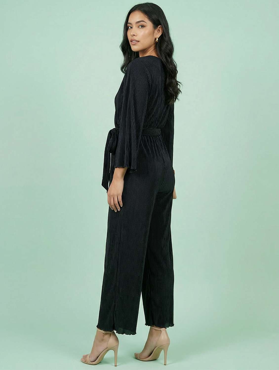 women solid overlap neck jumpsuit - 22397382 -  Standard Image - 4
