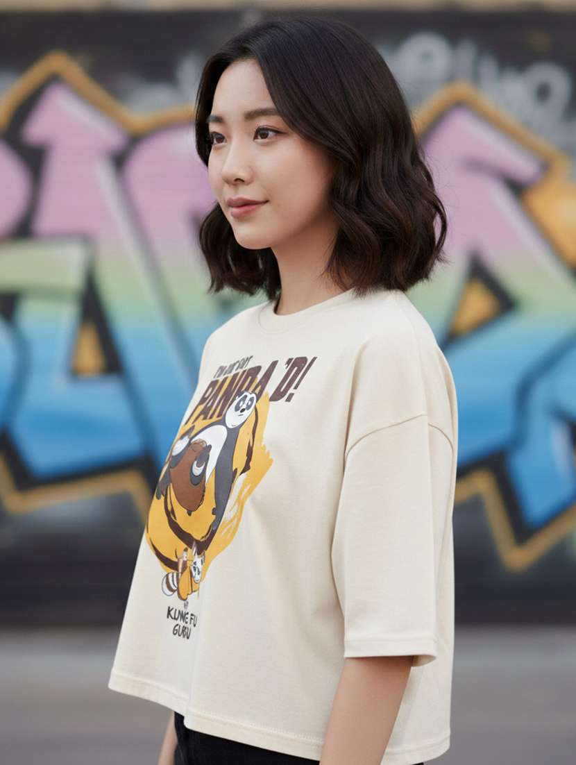 women printed short sleeve crop t-shirt - 22397440 -  Standard Image - 1