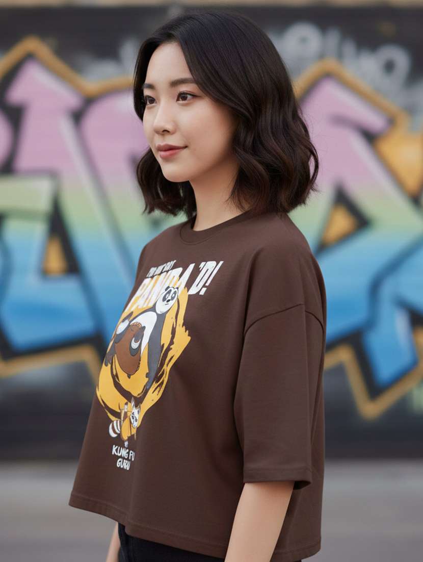 women printed short sleeve crop t-shirt - 22397441 -  Standard Image - 1