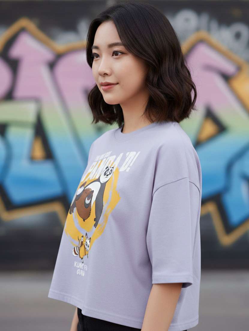 women printed short sleeve crop t-shirt - 22397442 -  Standard Image - 1