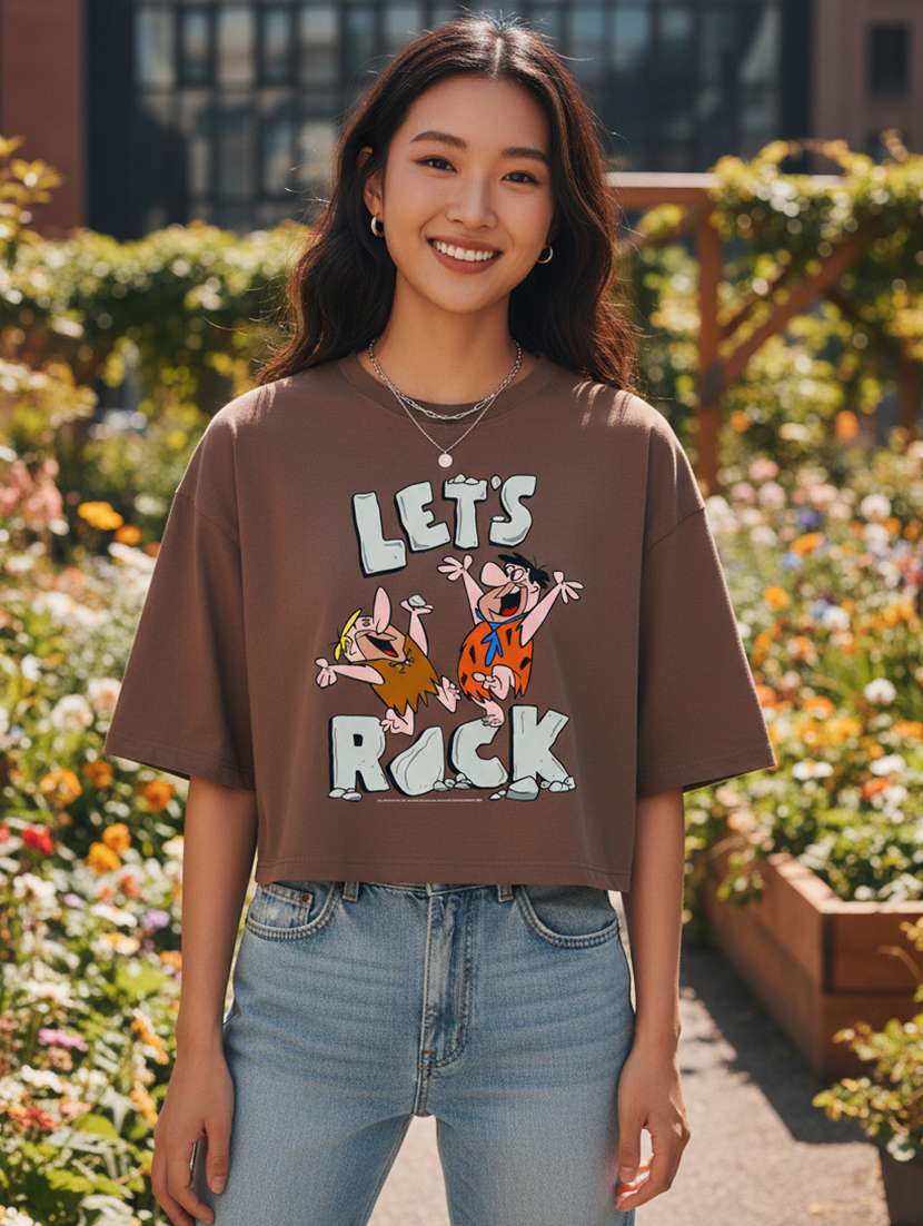 women printed short sleeve crop t-shirt