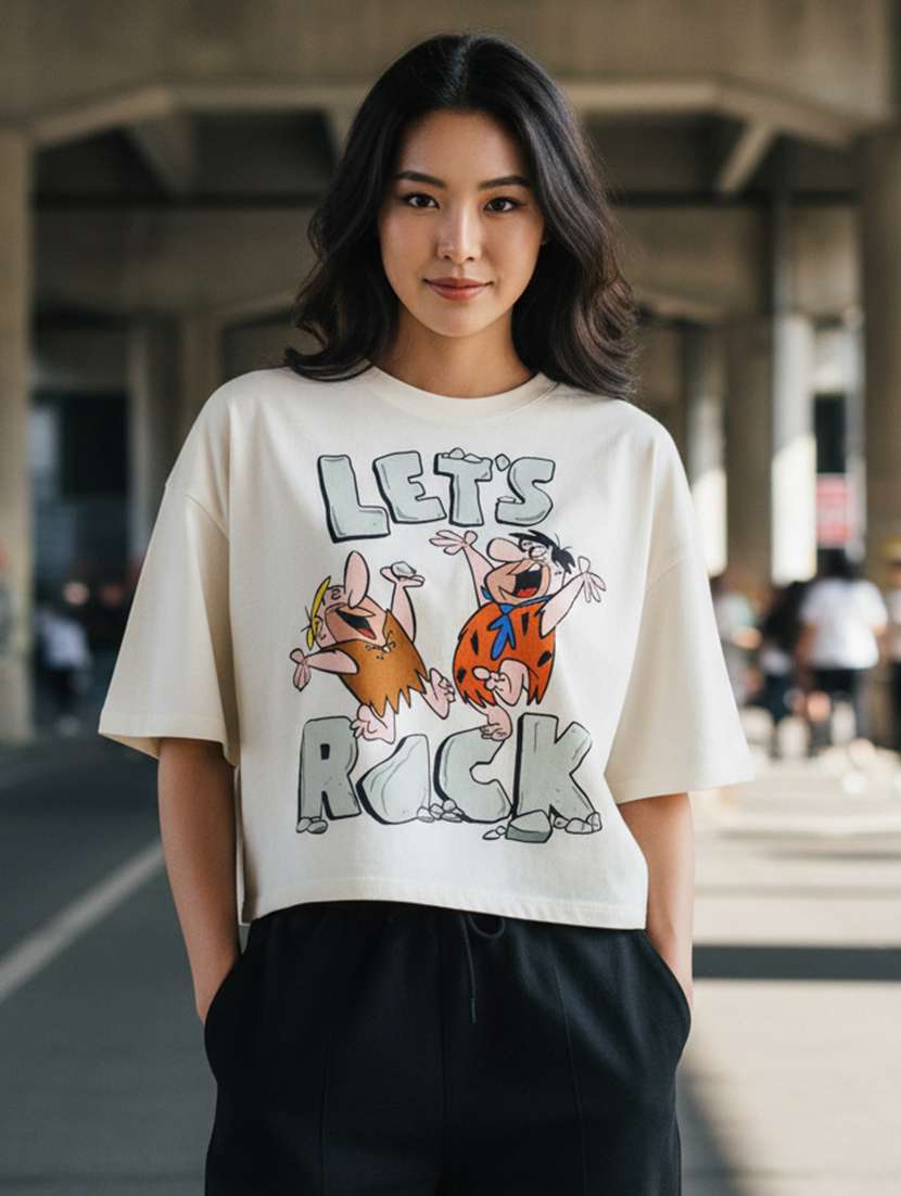 women printed short sleeve crop t-shirt