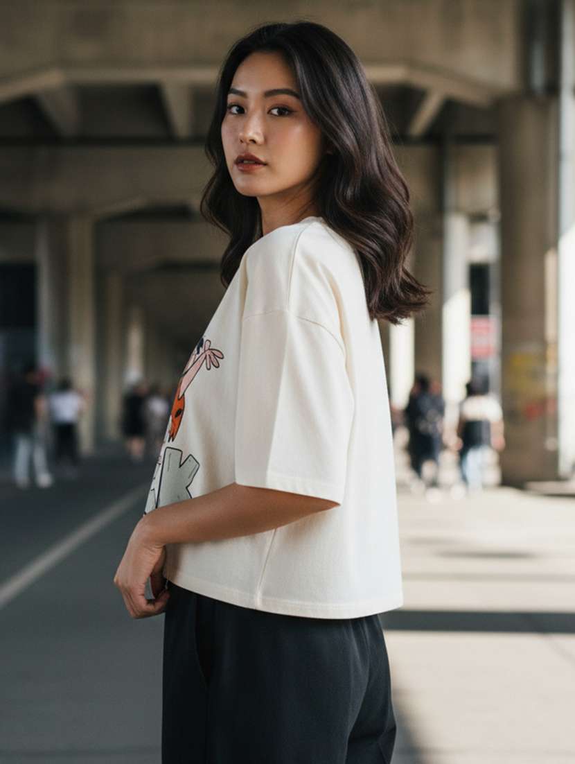 women printed short sleeve crop t-shirt - 22397448 -  Standard Image - 1