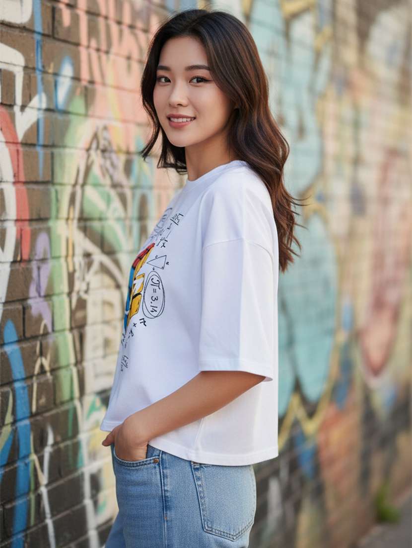 women printed short sleeve crop t-shirt - 22397449 -  Standard Image - 1