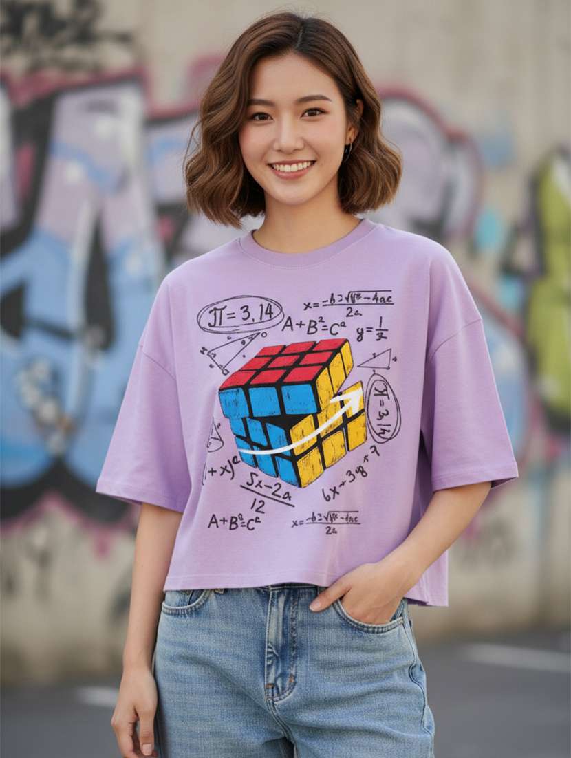 women printed short sleeve crop t-shirt