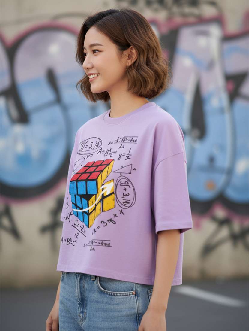 women printed short sleeve crop t-shirt - 22397451 -  Standard Image - 1