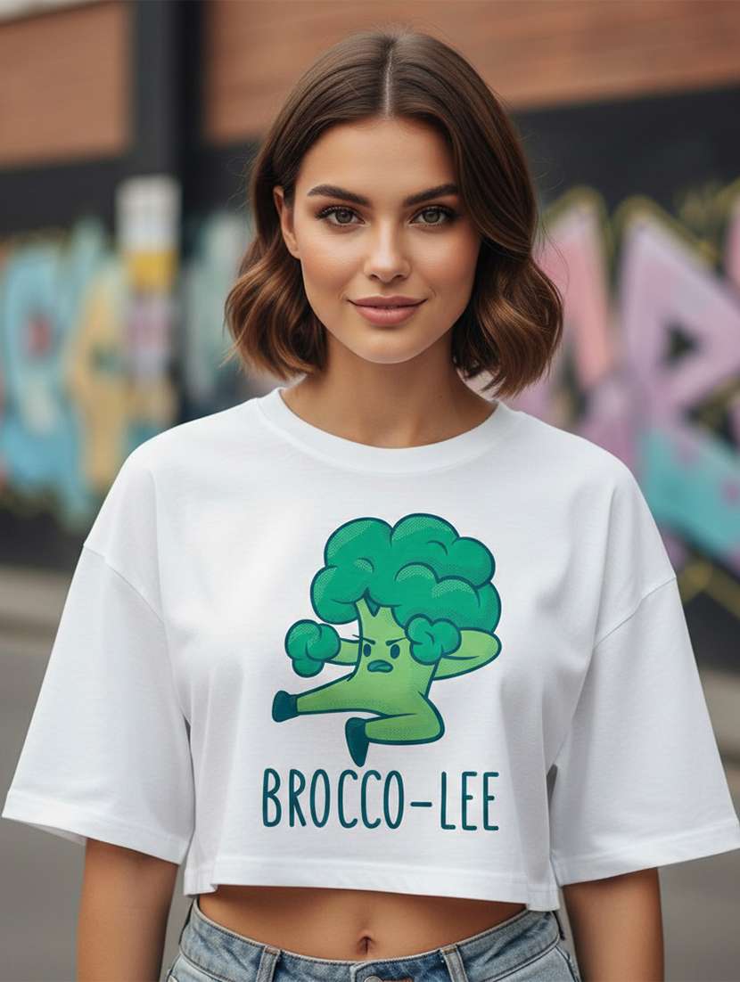 women printed short sleeve crop t-shirt