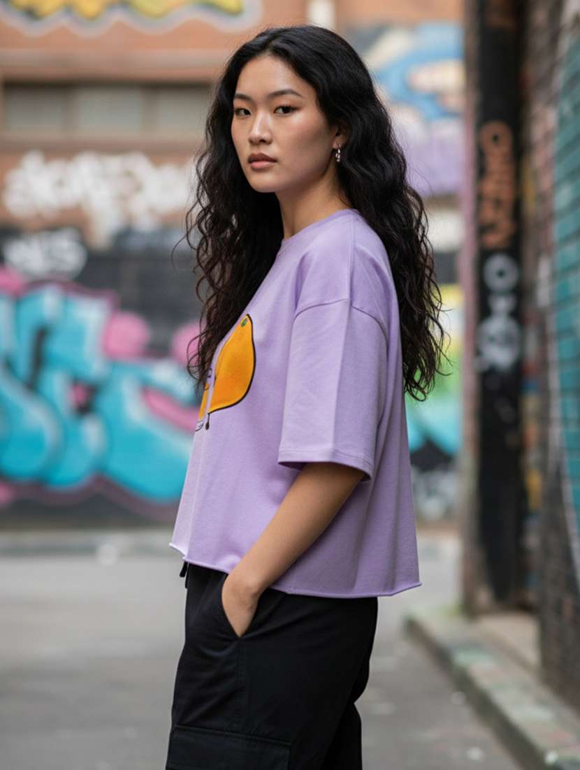 women printed short sleeve crop t-shirt - 22397455 -  Standard Image - 1