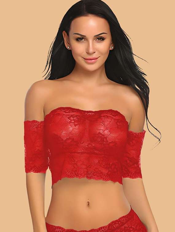women self designed lace bra and panty set - 22397471 -  Standard Image - 1