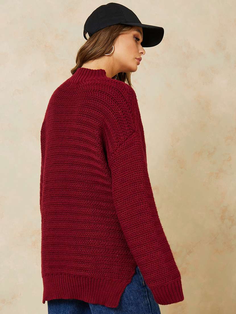 women solid long sleeve pullover - 22397790 -  Standard Image - 1