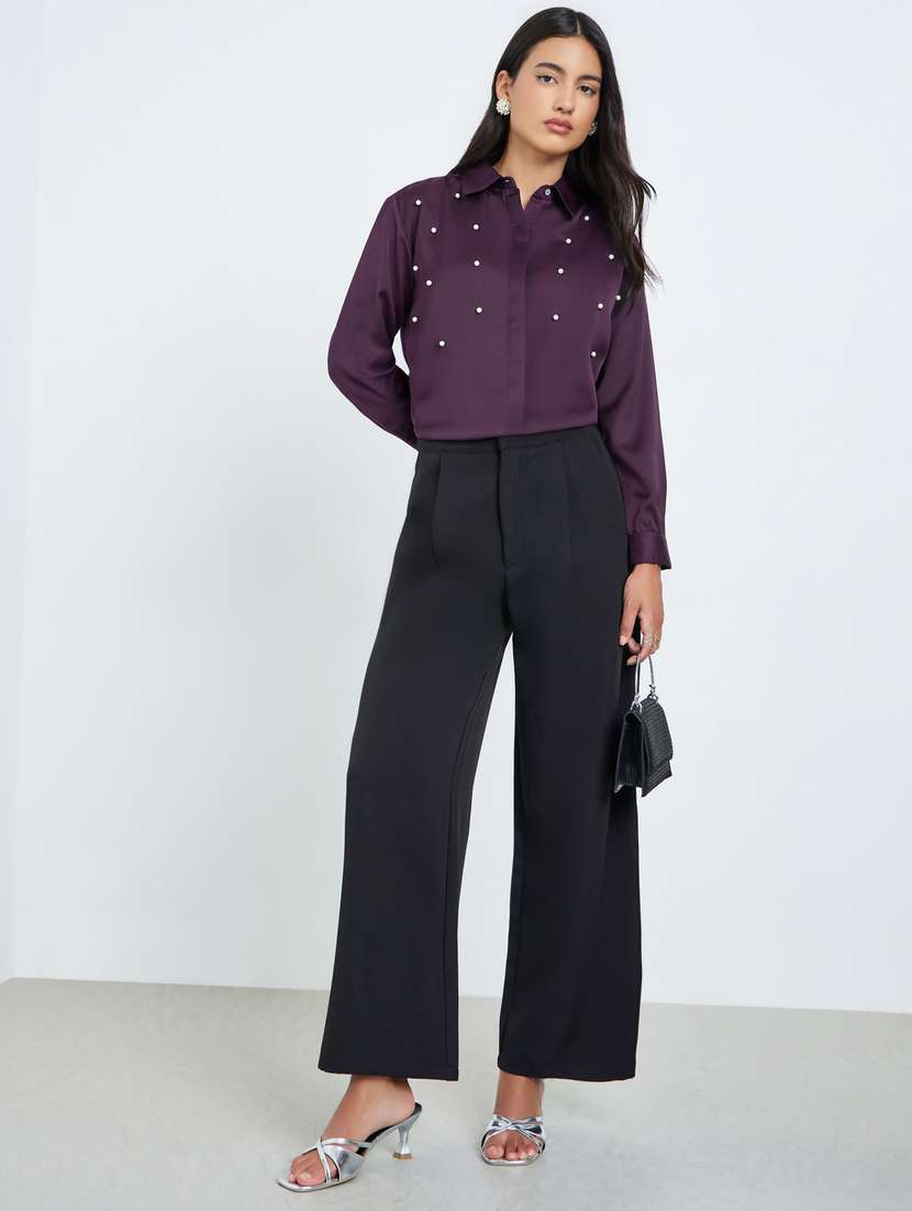 Women Embellished Collared Long Sleeve Shirt - 22397808 -  Standard Image - 4