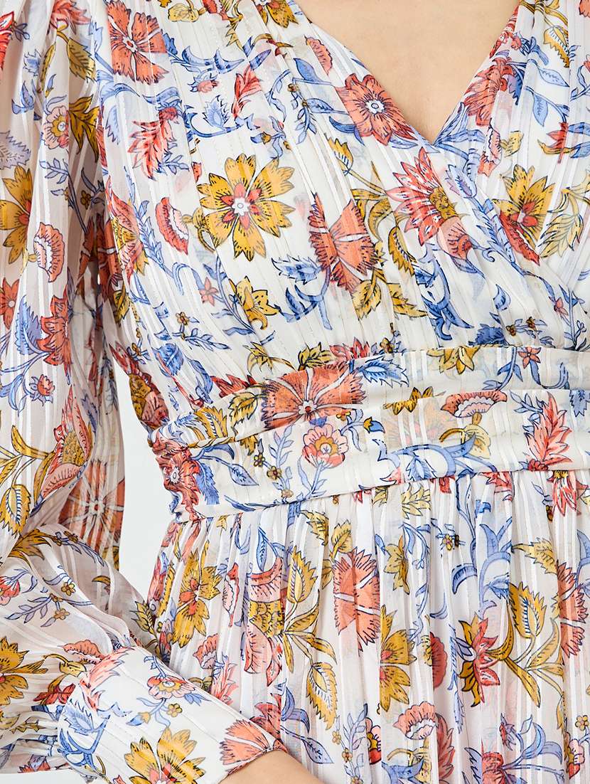 women floral print puff sleeve a-line dress - 22397818 -  Standard Image - 4