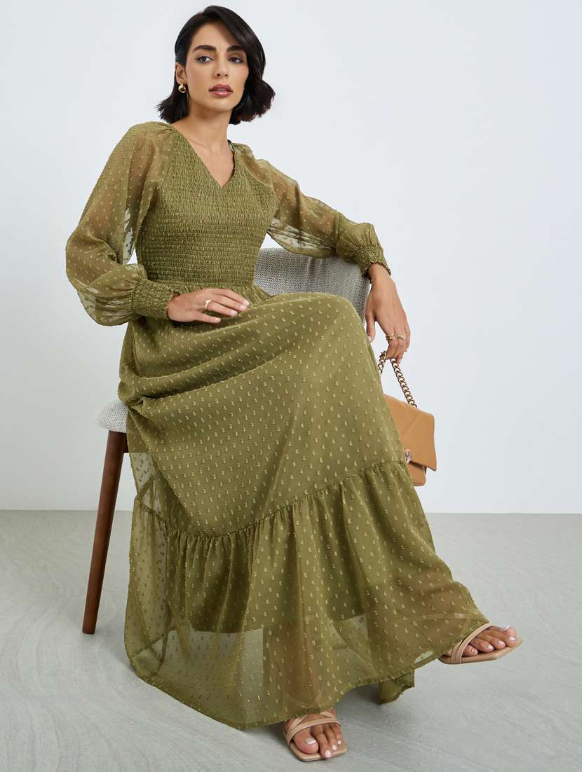 women self designed bishop sleeve tiered dress - 22397819 -  Standard Image - 4