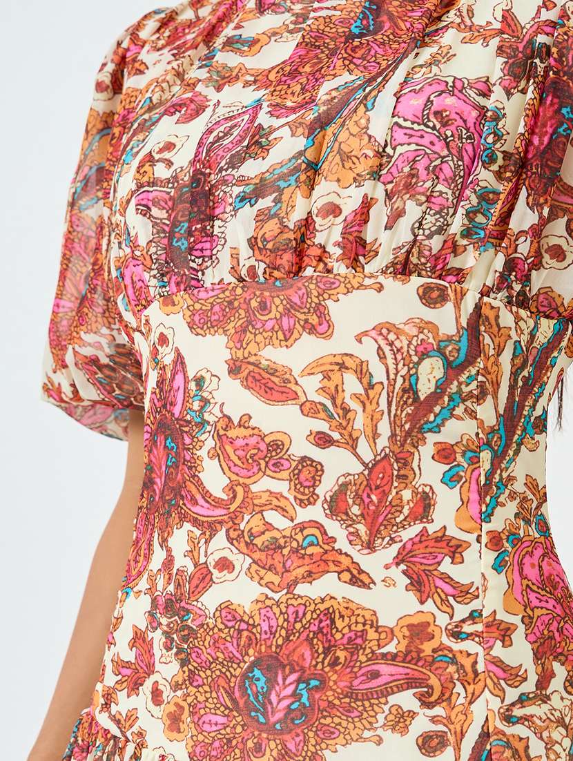 women floral print puff sleeve a-line dress - 22397828 -  Standard Image - 4