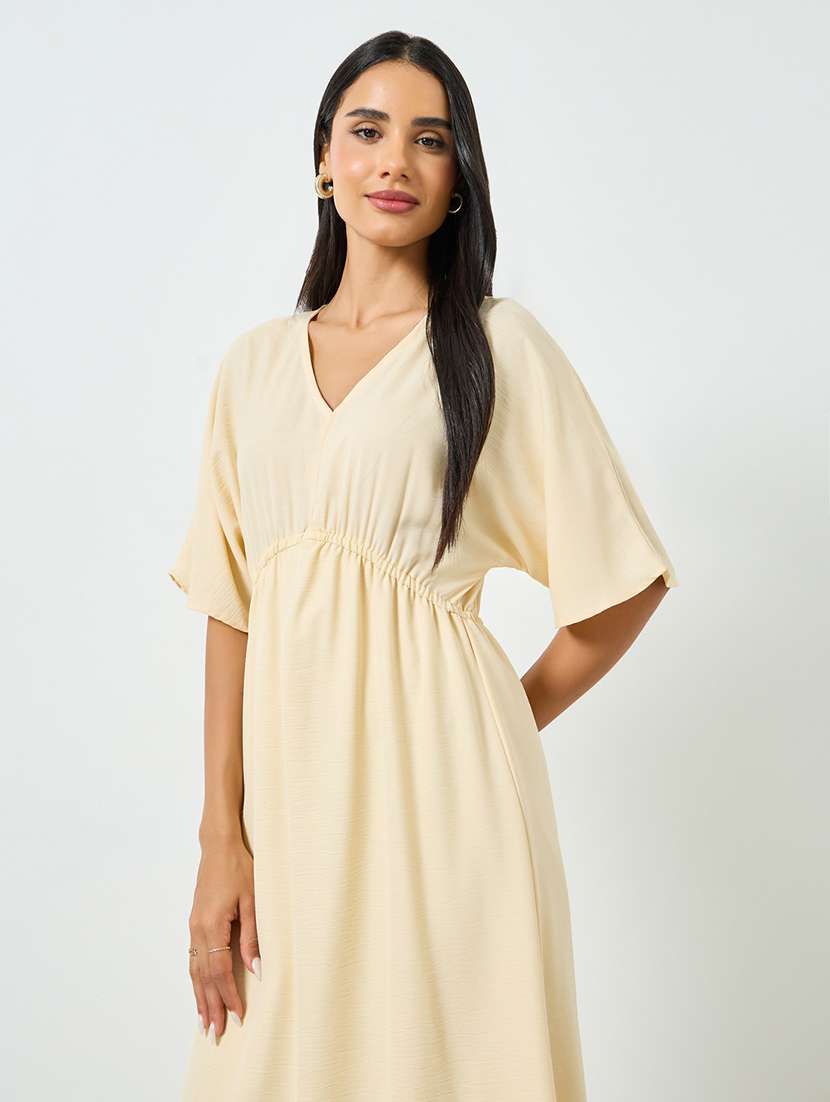 women solid short sleeve tiered dress - 22397833 -  Standard Image - 1