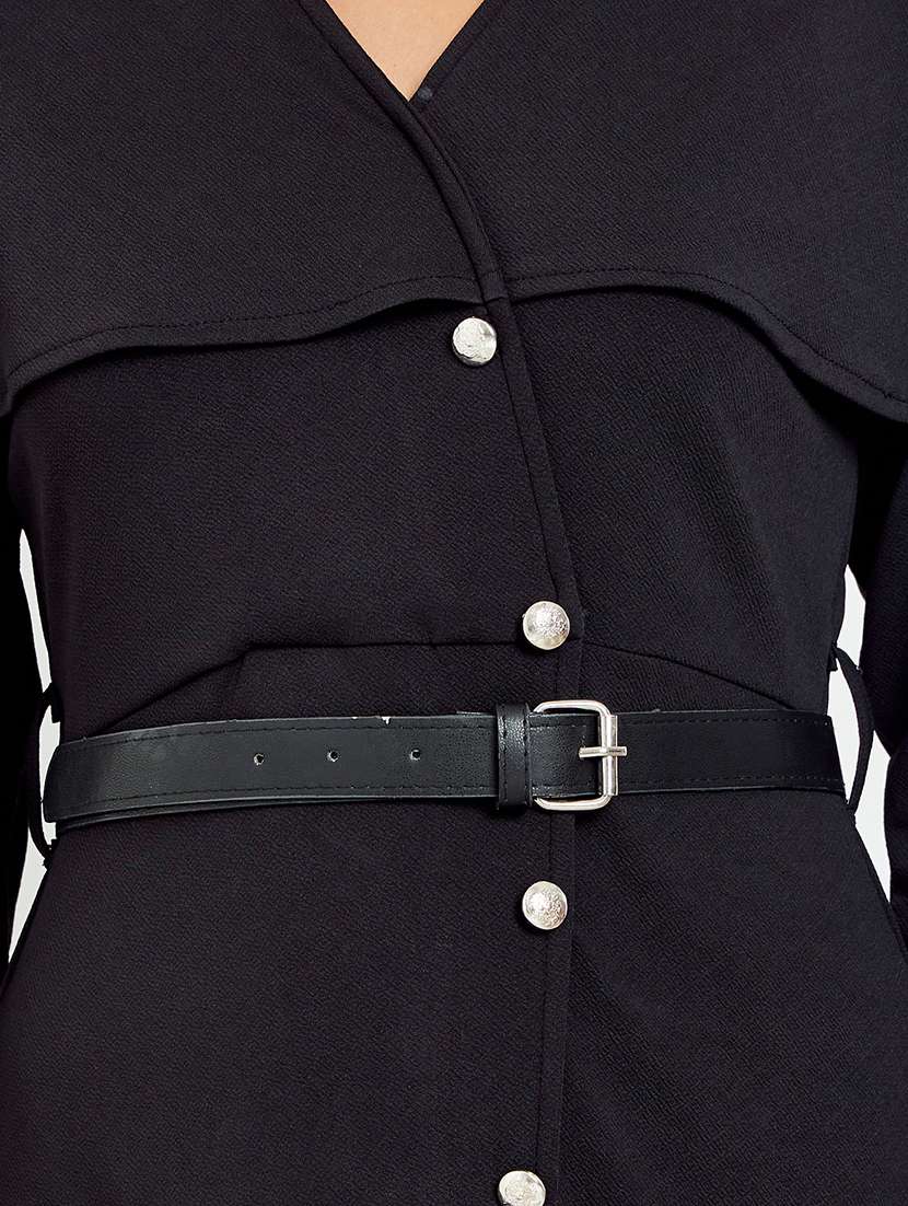 women solid three quarter sleeve shirt dress - 22397839 -  Standard Image - 4