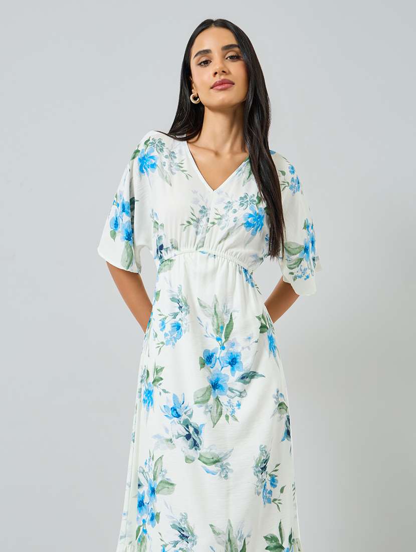 women floral print short sleeve tiered dress - 22397841 -  Standard Image - 1