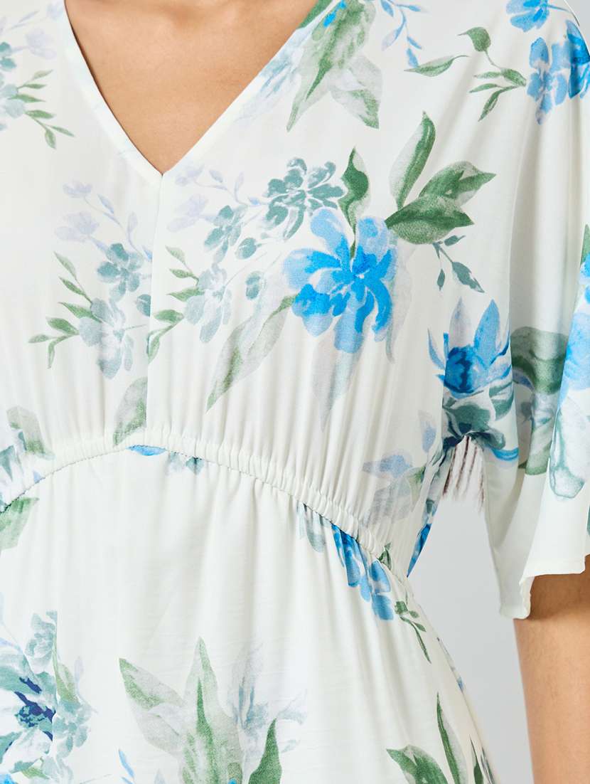 women floral print short sleeve tiered dress - 22397841 -  Standard Image - 4