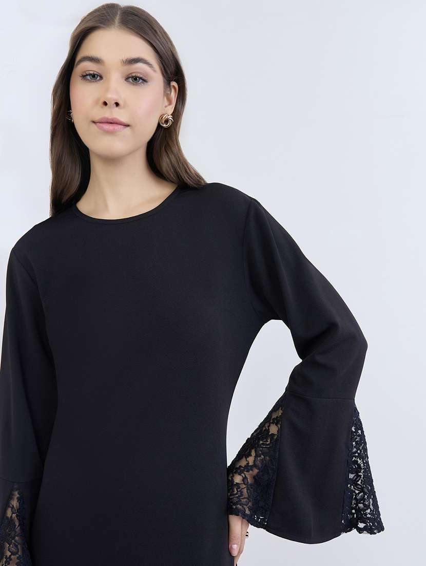 women solid bell sleeve bodycon dress - 22397844 -  Standard Image - 1