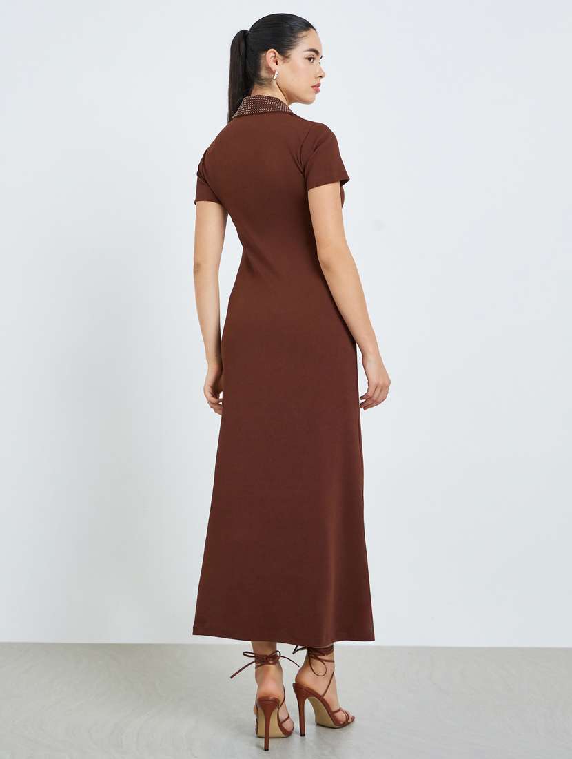 women solid collared sleeveless shirt dress - 22397847 -  Standard Image - 4