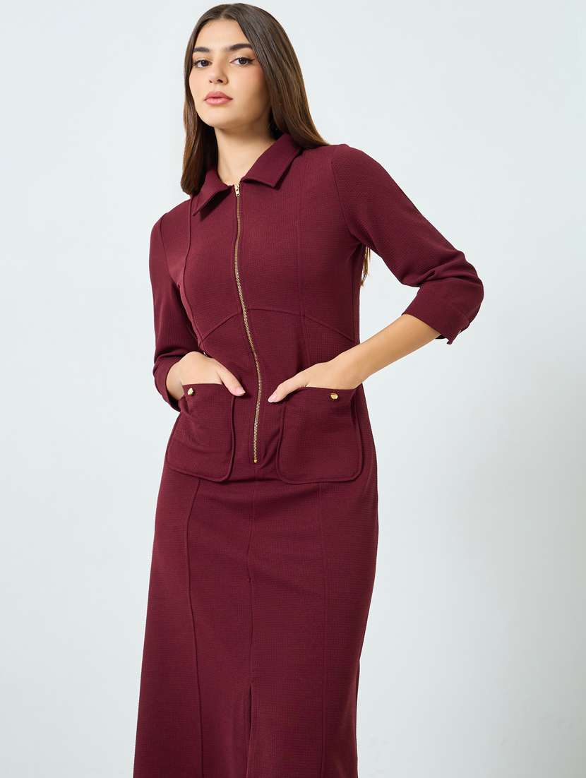 women solid collared shirt dress - 22397855 -  Standard Image - 1