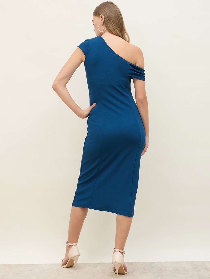 women solid single shoulder bodycon dress - 22397861 -  Standard Image - 4