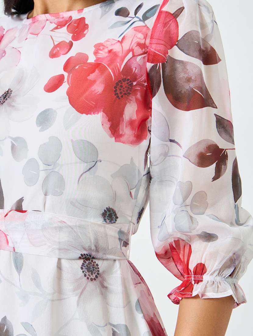 women floral print puff sleeve a-line dress - 22397864 -  Standard Image - 4