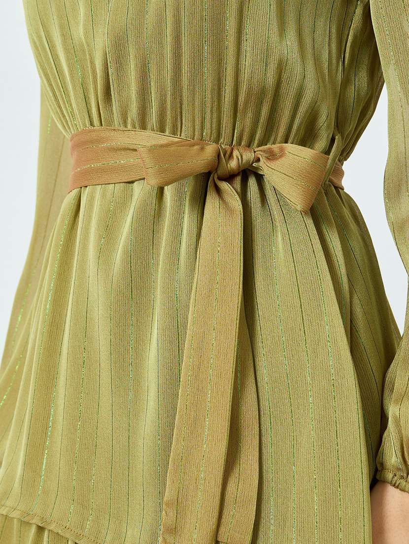 women solid bishop sleeve layered dress - 22397870 -  Standard Image - 4