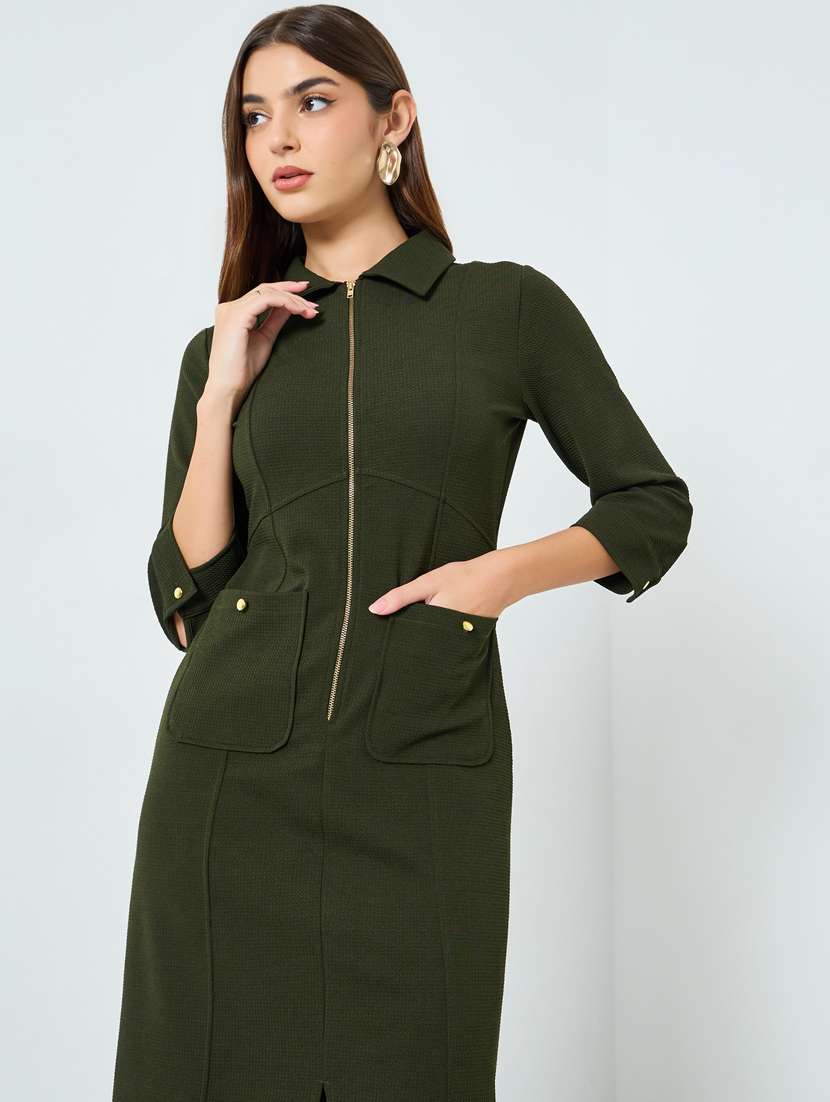 women solid collared bodycon dress - 22397873 -  Standard Image - 1
