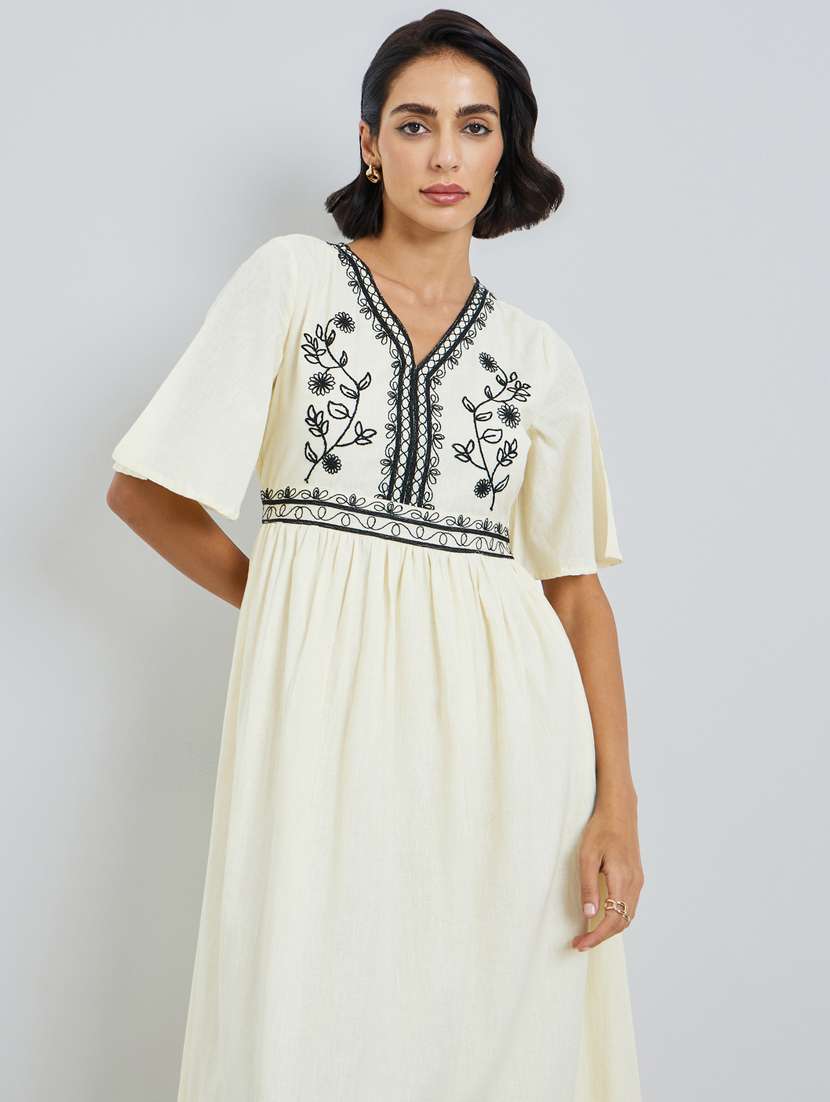 women embroidered flared fit & flare dress - 22397880 -  Standard Image - 1