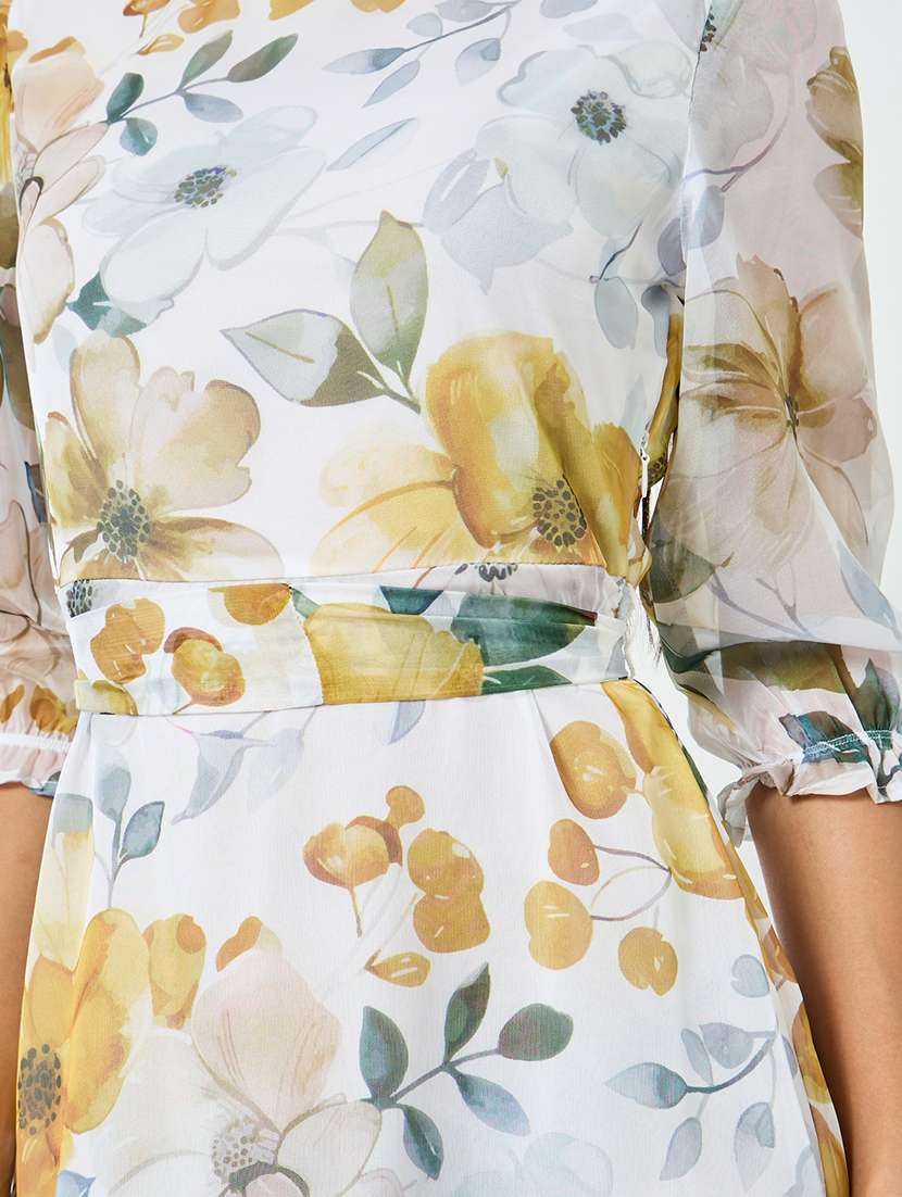 women floral print puff sleeve a-line dress - 22397891 -  Standard Image - 4
