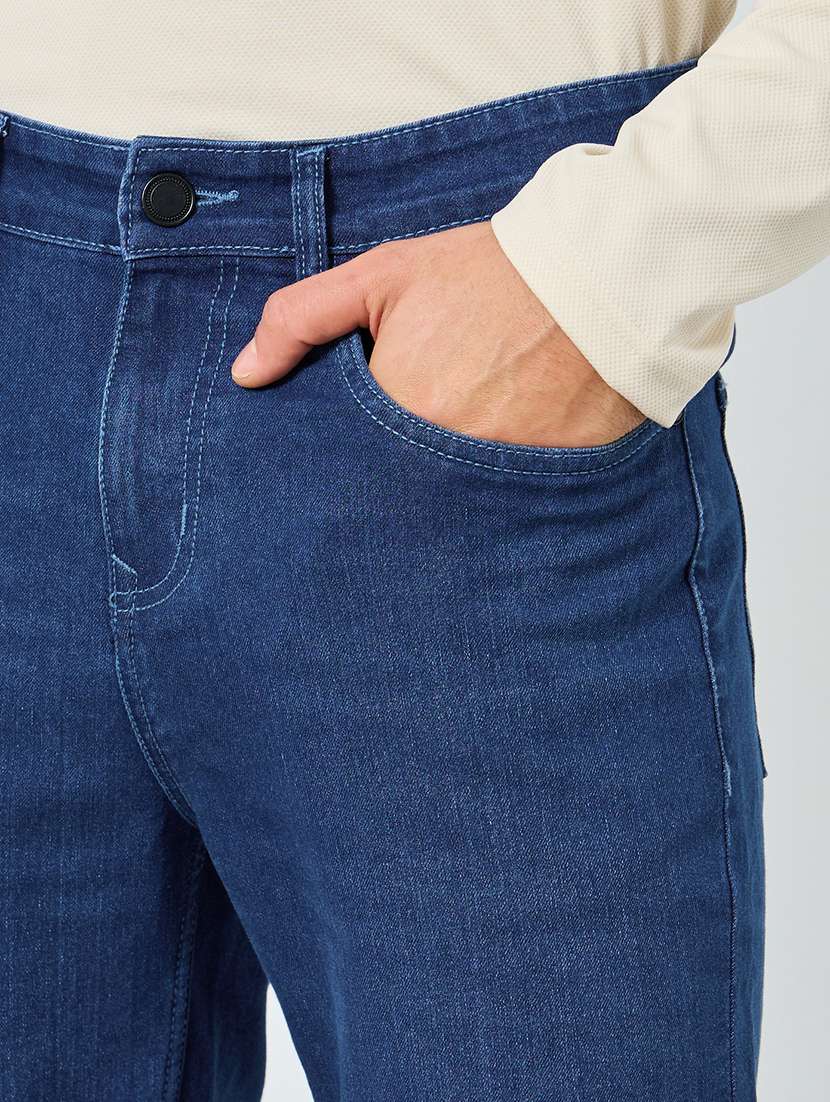 men plain mid rise full length relaxed fit jeans - 22397957 -  Standard Image - 1